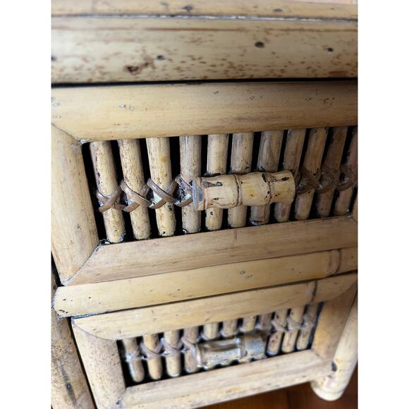 Vintage mid century bamboo or rattan 2 drawer mini chest - Picture 7 of 7